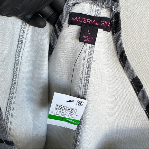 Material Girl Animal Print Mini Skirt Overalls Grey Black Large Juniors Casual - Picture 8 of 10